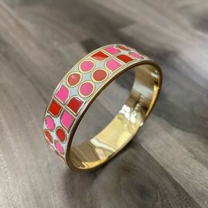 Kate Spade New York Gold Plated Red White Pink Have Courage Bangle Bracelet